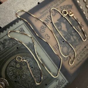 14kt solid gold sleek shiny box chain choker necklace heavy liquid gold 16" MOM